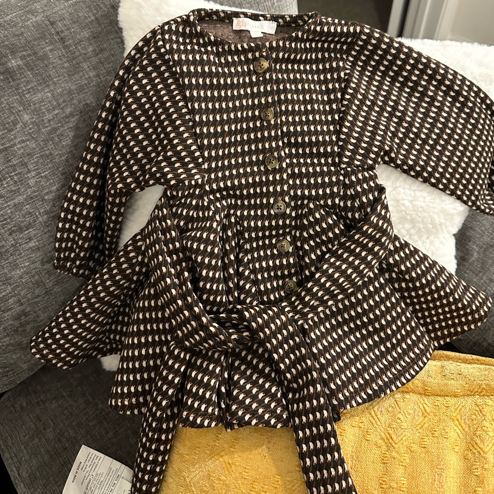 GB Girls Coat Dress, BROWN & BLACK 2T